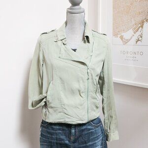 BLANK NYC Pastel Green Light Moto Jacket